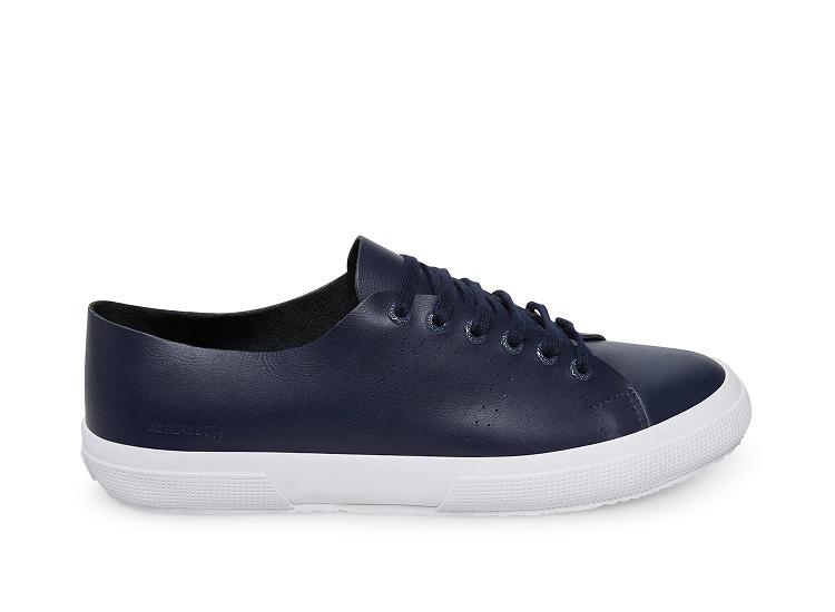 Superga 2750 Rawcutleatheru Navy - Mens Superga Leather Shoes